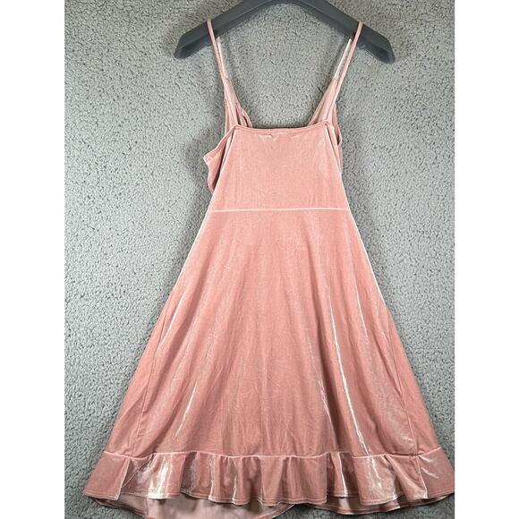Aqua Dress Women M Pink Velvet Ruffled Sleeveless Made in U.S.A, Barbie Core - Picture 4 of 9